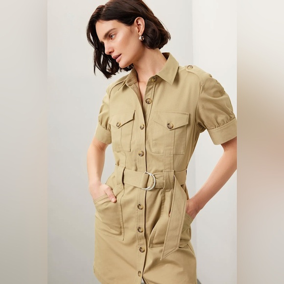 NWT Derek Lam Crosby Khaki Cargo Mini Dress Sz 0 - Picture 4 of 16